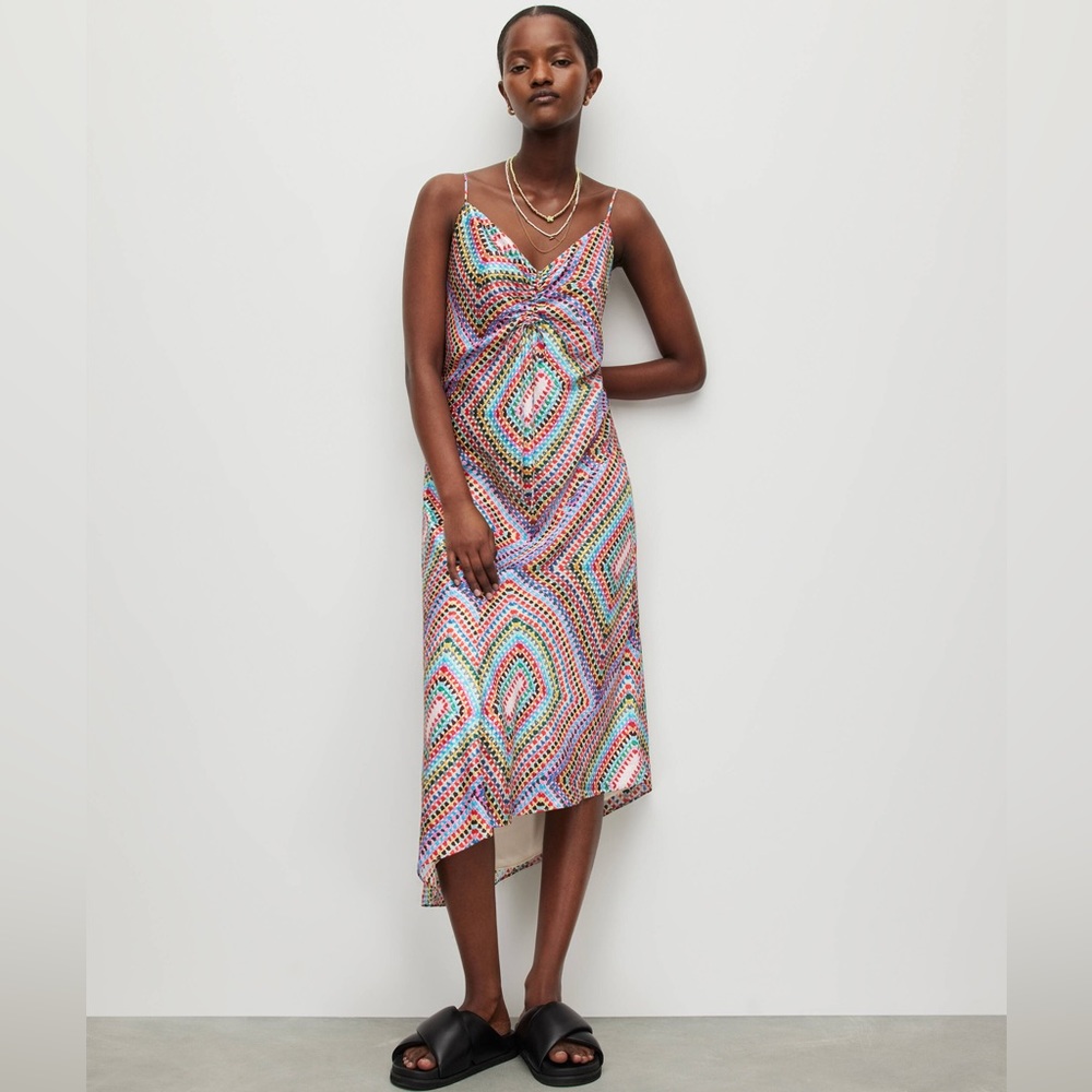 ALLSAINTS Alexia Luisa Silk Blend Midi Slip Dress